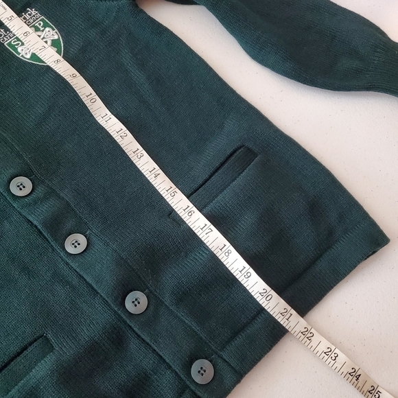 School Girl Cardigan St. Patrick Green Preppy XSP/ YM Dark Academia Vneck Patch - Picture 7 of 13